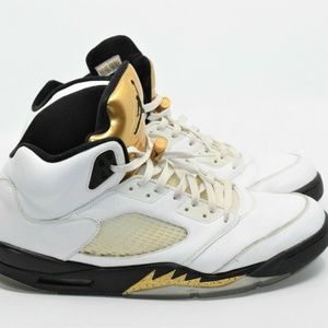 jordan retro 5 white and gold